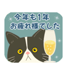 【冬】ハチワレぶーにゃんの年末年始と日常（個別スタンプ：10）