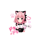 少女キャラ_メイド_ピンク_猫耳（個別スタンプ：2）