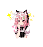 少女キャラ_メイド_ピンク_猫耳（個別スタンプ：3）