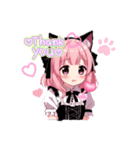 少女キャラ_メイド_ピンク_猫耳（個別スタンプ：4）