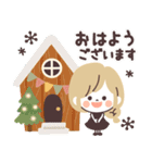 モノトーンGirlyちゃん・クリスマス（個別スタンプ：1）