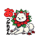 花猫【クリスマス番外】ポインセチアわん（個別スタンプ：33）