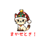 シャム猫 クリスマス 帽子 ららら（個別スタンプ：1）