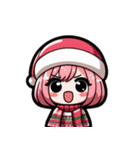 クリスマスのピンク少女：可愛い！（個別スタンプ：2）