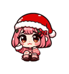 クリスマスのピンク少女：可愛い！（個別スタンプ：6）