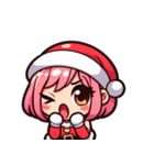 クリスマスのピンク少女：可愛い！（個別スタンプ：8）