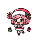 クリスマスのピンク少女：可愛い！（個別スタンプ：11）