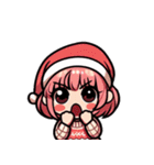 クリスマスのピンク少女：可愛い！（個別スタンプ：15）