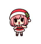 クリスマスのピンク少女：可愛い！（個別スタンプ：22）