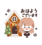 モノトーンLongちゃん・クリスマス（個別スタンプ：1）