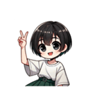 黒髪ショートヘアえりちゃん（個別スタンプ：3）