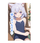 Xmasチェアの水着猫女子BIGスタンプ（個別スタンプ：15）