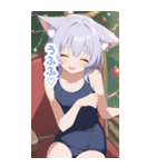 Xmasチェアの水着猫女子BIGスタンプ（個別スタンプ：34）