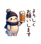 冬のビール好きうさぎ（個別スタンプ：3）