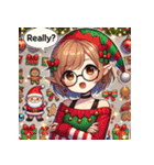 かわいいクリスマスメガネエルフショート2（個別スタンプ：3）