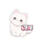 PINKりぼんの白猫ちゃん（個別スタンプ：3）