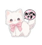 PINKりぼんの白猫ちゃん（個別スタンプ：4）