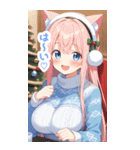 クリスマスセーターの猫女子BIGスタンプ（個別スタンプ：24）