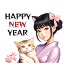 ねこ娘♡年末年始 年賀 大正ロマン（個別スタンプ：3）