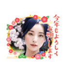 新年のAI美人2‪☆‪和風・着物風美女（個別スタンプ：3）