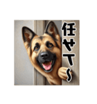 壁から覗く犬～シェパード～（個別スタンプ：5）