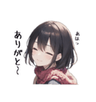 黒髪冬女子(ショート)スタンプ1（個別スタンプ：6）