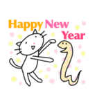 しろねこが新年をお祝いするよ！2025（個別スタンプ：3）