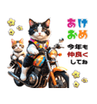 バイク好きネコ♡年末年始 年賀 丁寧挨拶（個別スタンプ：8）