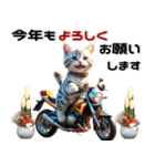 バイク好きネコ♡年末年始 年賀 丁寧挨拶（個別スタンプ：10）