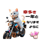 バイク好きネコ♡年末年始 年賀 丁寧挨拶（個別スタンプ：15）