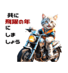 バイク好きネコ♡年末年始 年賀 丁寧挨拶（個別スタンプ：23）