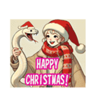 しろへびさんと一緒-幸運を添えて-（個別スタンプ：1）