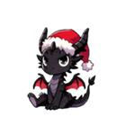 かわいいクリスマスブラックドラゴン（個別スタンプ：3）