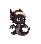 かわいいクリスマスブラックドラゴン（個別スタンプ：7）