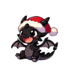 かわいいクリスマスブラックドラゴン（個別スタンプ：16）