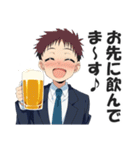 ビジネススーツ男子の飲み会用スタンプ（個別スタンプ：6）