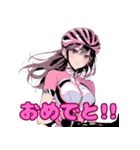 ロードバイク女子 ピンクジャージ ver（個別スタンプ：9）