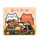 お正月の紅白にゃんこ（個別スタンプ：3）