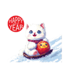 【年末年始・冬】ドット絵⭐️お正月の冬猫（個別スタンプ：23）