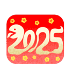 シンプル白蛇★あけおめ巳年スタンプ2025（個別スタンプ：25）