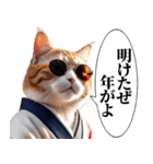 正月の着物グラサン猫【日常会話と煽り】（個別スタンプ：1）