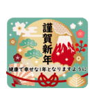 飛び出す大人シックなマナー年賀状＆お正月（個別スタンプ：5）