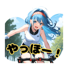 [LINEスタンプ] ロードバイクに乗る女の子③