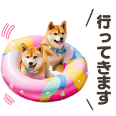 [LINEスタンプ] リアルな可愛い双子の柴犬★夏