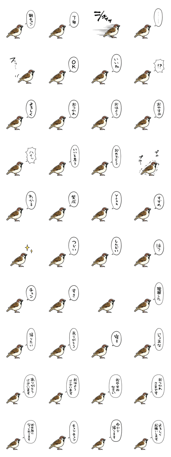 しゃべるスズメのスタンプ詳細