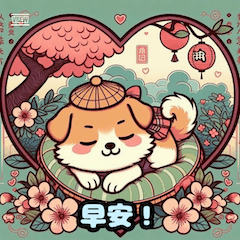 [LINEスタンプ] 浮世絵風の可愛い犬1の画像（メイン）