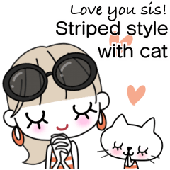 [LINEスタンプ] みんなの姉御！ボーダースタイル、猫と一緒の画像（メイン）