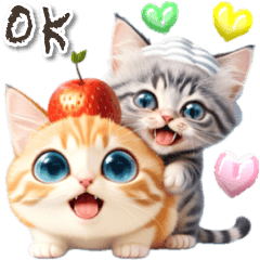 [LINEスタンプ] アニメ猫♡フルーツと一緒♡毎日使えるの画像（メイン）