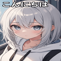 [LINEスタンプ] フードを着た可愛い女の子13