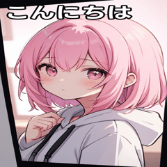 [LINEスタンプ] フードを着た可愛い女の子16